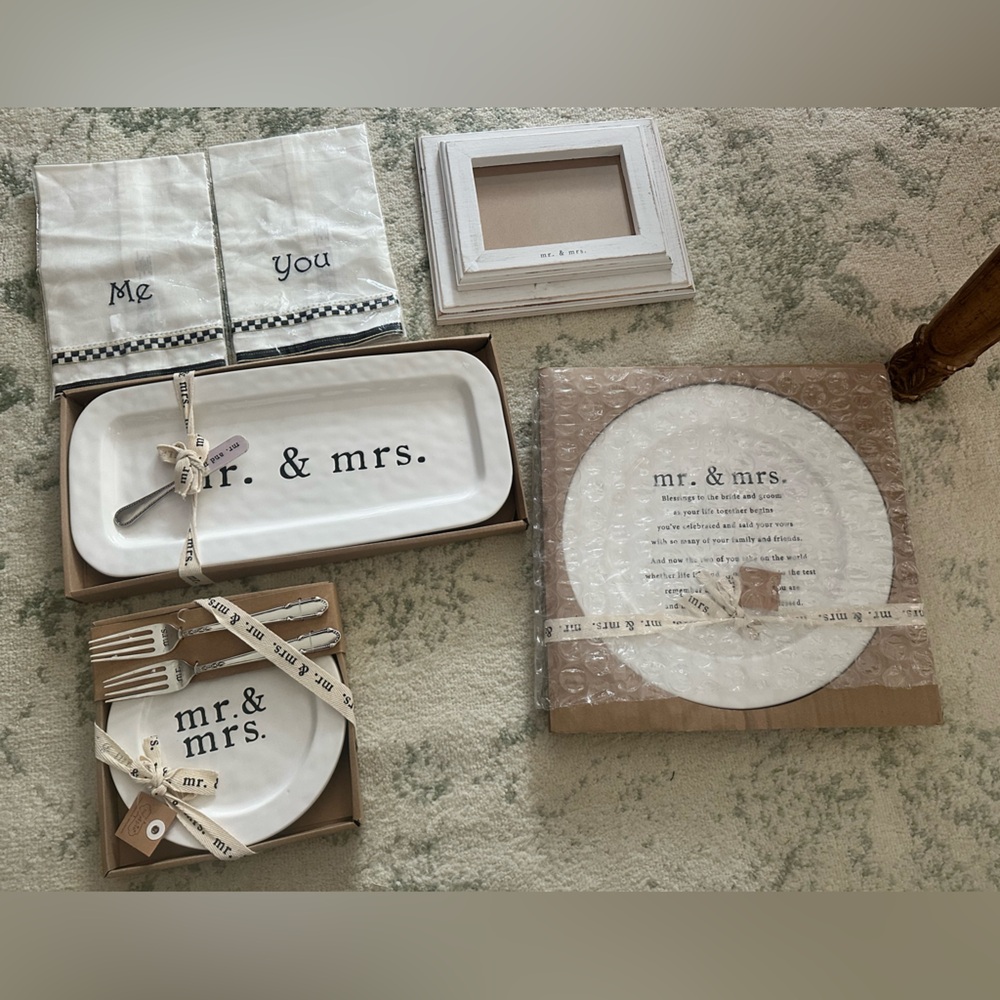 Mr. & Mrs. Wedding gift set. Brand new with tags unopened.